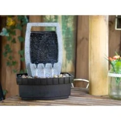 Dobar Design-Zimmerbrunnen In Steinoptik Mit Deko-Steinen, Wasserspiel Und Pumpe -Heimdekoration Angebote gartenbrunnenwasserfall 7