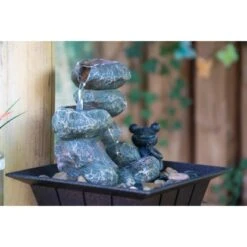 Dobar Zimmerbrunnen Kaskade Frosch In Steinoptik Mit Deko-Steinen -Heimdekoration Angebote gartenbrunnenwasserfall 9